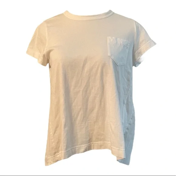 SACAI Hybrid Contrast NWOT Pleated Back T-Shirt Size Japanese 3 US M-L